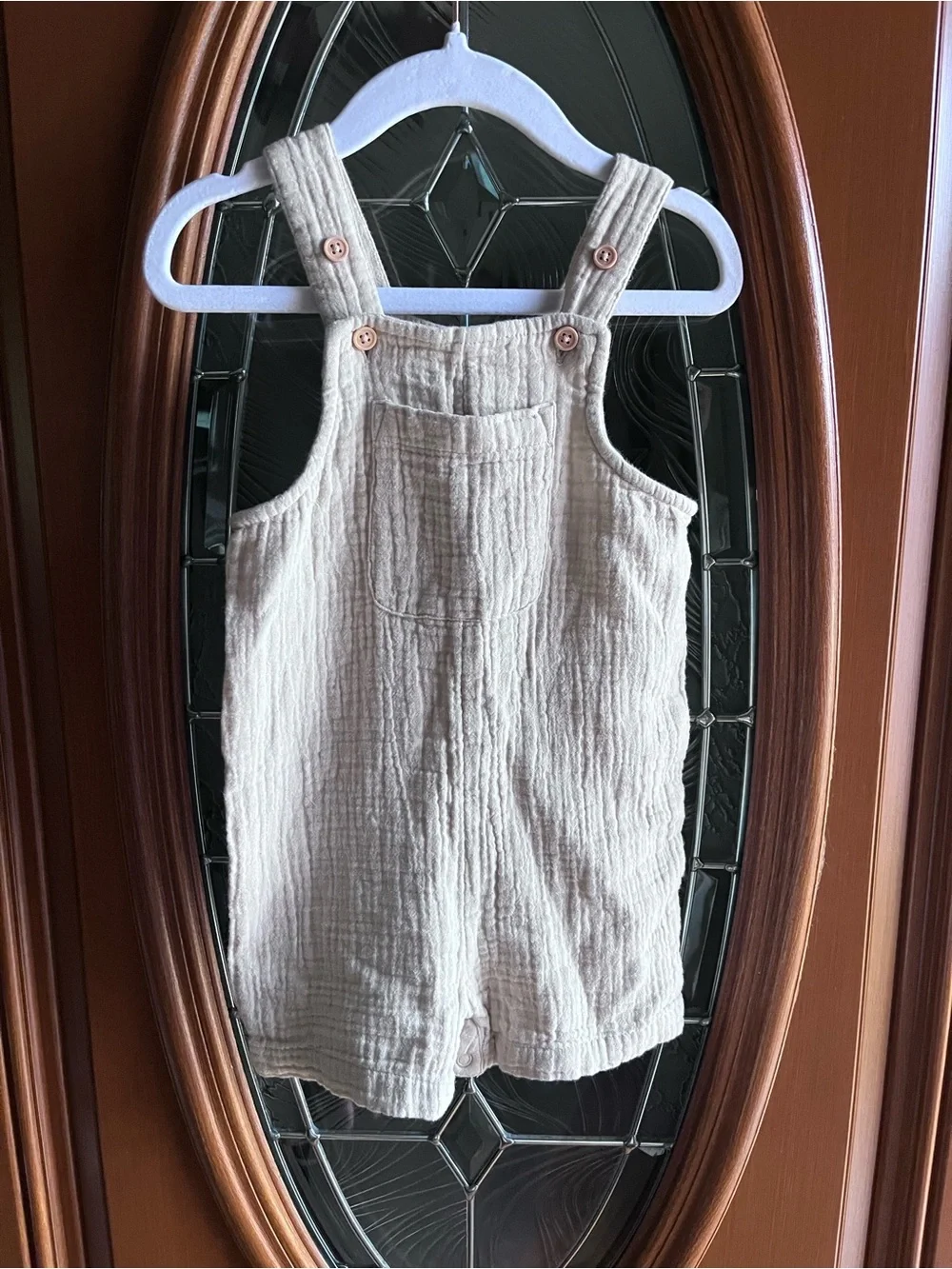 okie dokie cotton Cream Gauze Short Overalls NWOT Size 18 Months Unisex